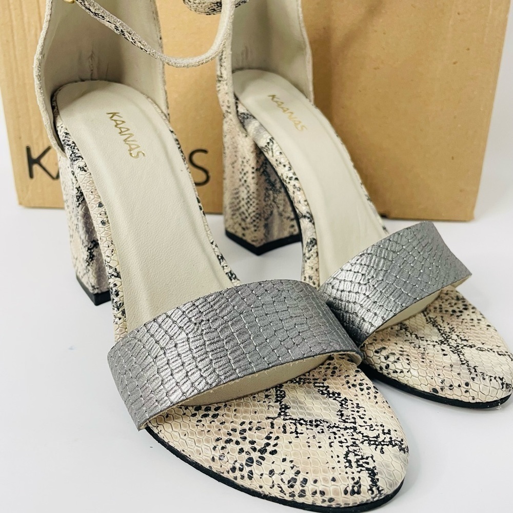 KAANAS Women's Tenedos Heel high ankle strap Open Toe Sandal Shoe Heeled Sz 5M.